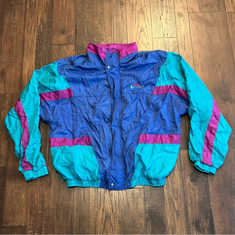 Vintage Givenchy Windbreaker Jacket Men’s XL Full Zip Purple Blue 1990s